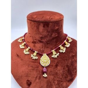22k Gold Ruby Diamond Necklace set